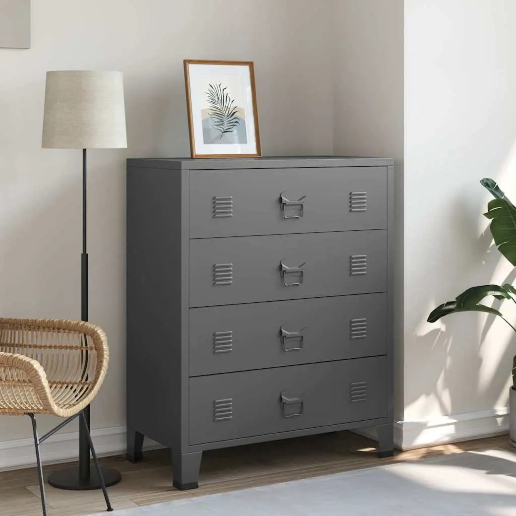 Metal Drawer Cabinet 4 Drawers Anthracite Organiser