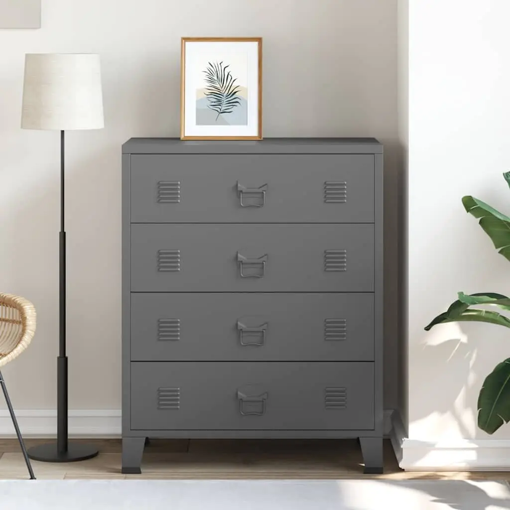 Metal Drawer Cabinet 4 Drawers Anthracite Organiser