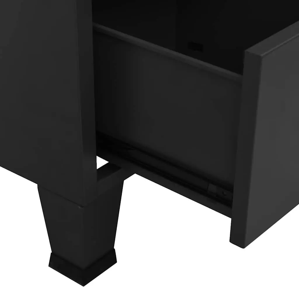 Black Metal Sideboard Storage Chest with Shelves and Drawers for Organizing Essentials