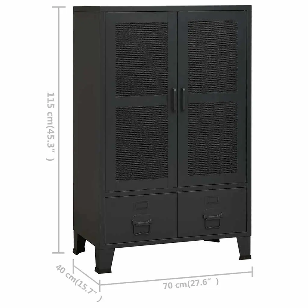 Black Metal Sideboard Storage Chest with Shelves and Drawers for Organizing Essentials
