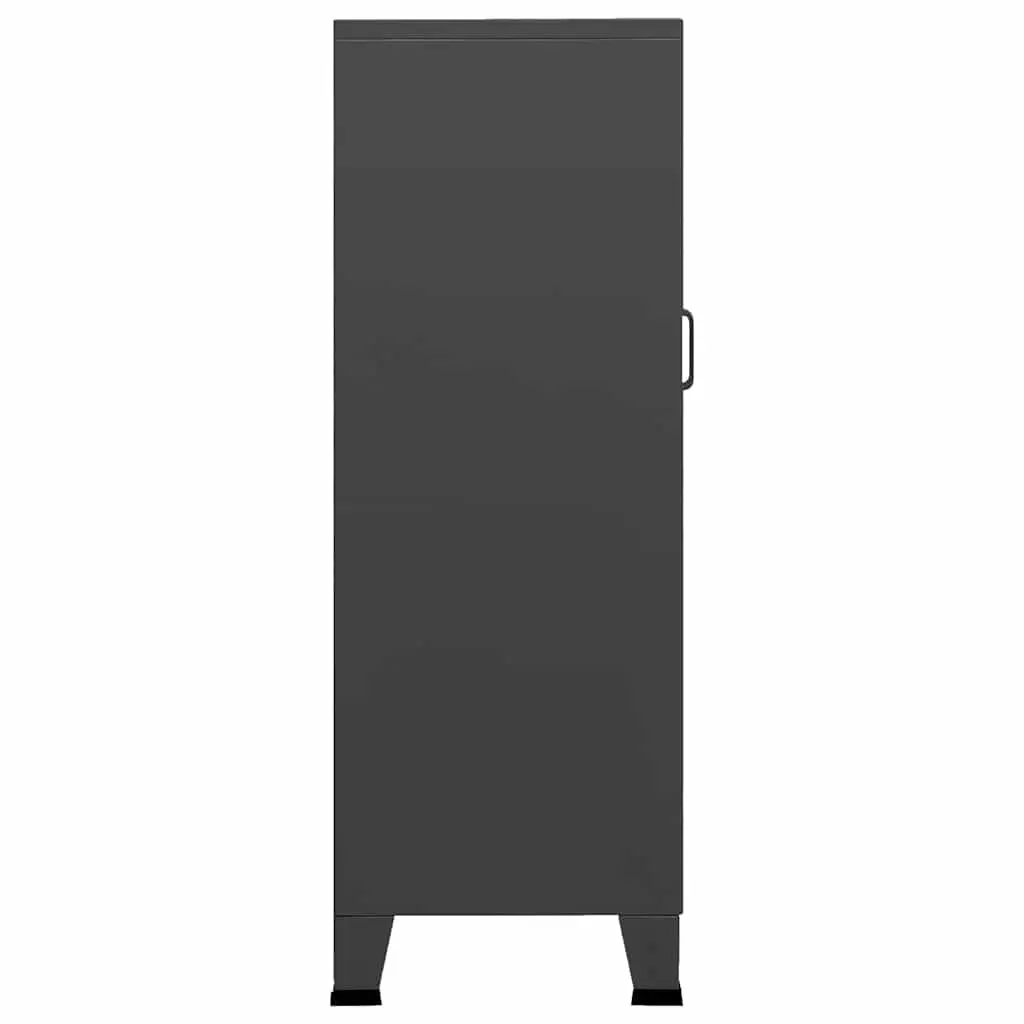 Metal Storage Chest 2 Drawers 2 Shelves Mesh Doors Anthracite