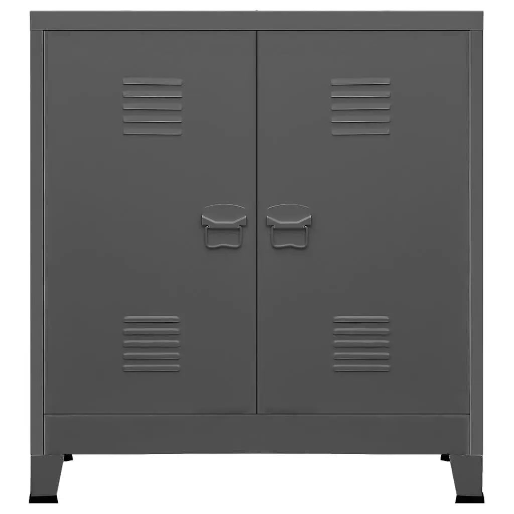 Industrial Storage Chest 90x40x100cm Steel Cabinet with Two Shelves