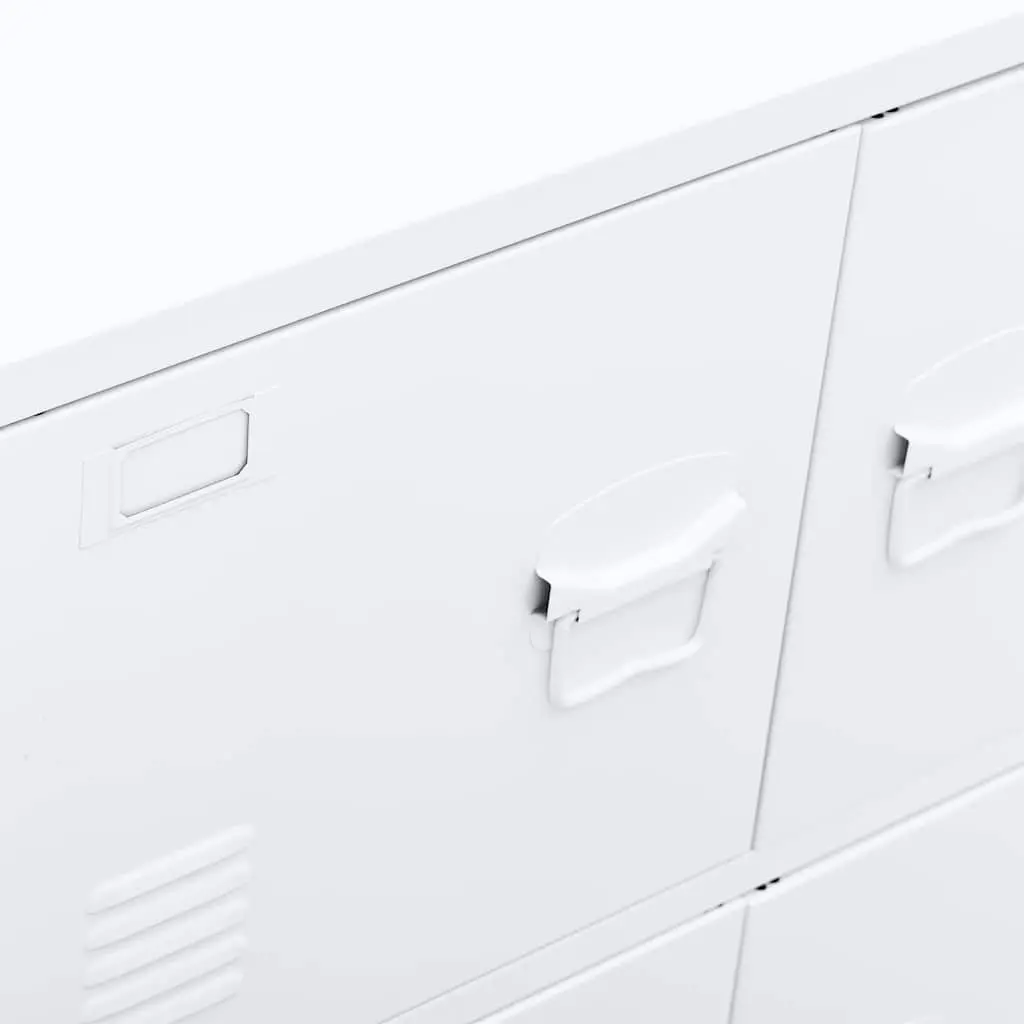 Industrial Storage Chest 75W x 40D x 80H cm White Steel Cabinet with Shelving and Name Tag Holders