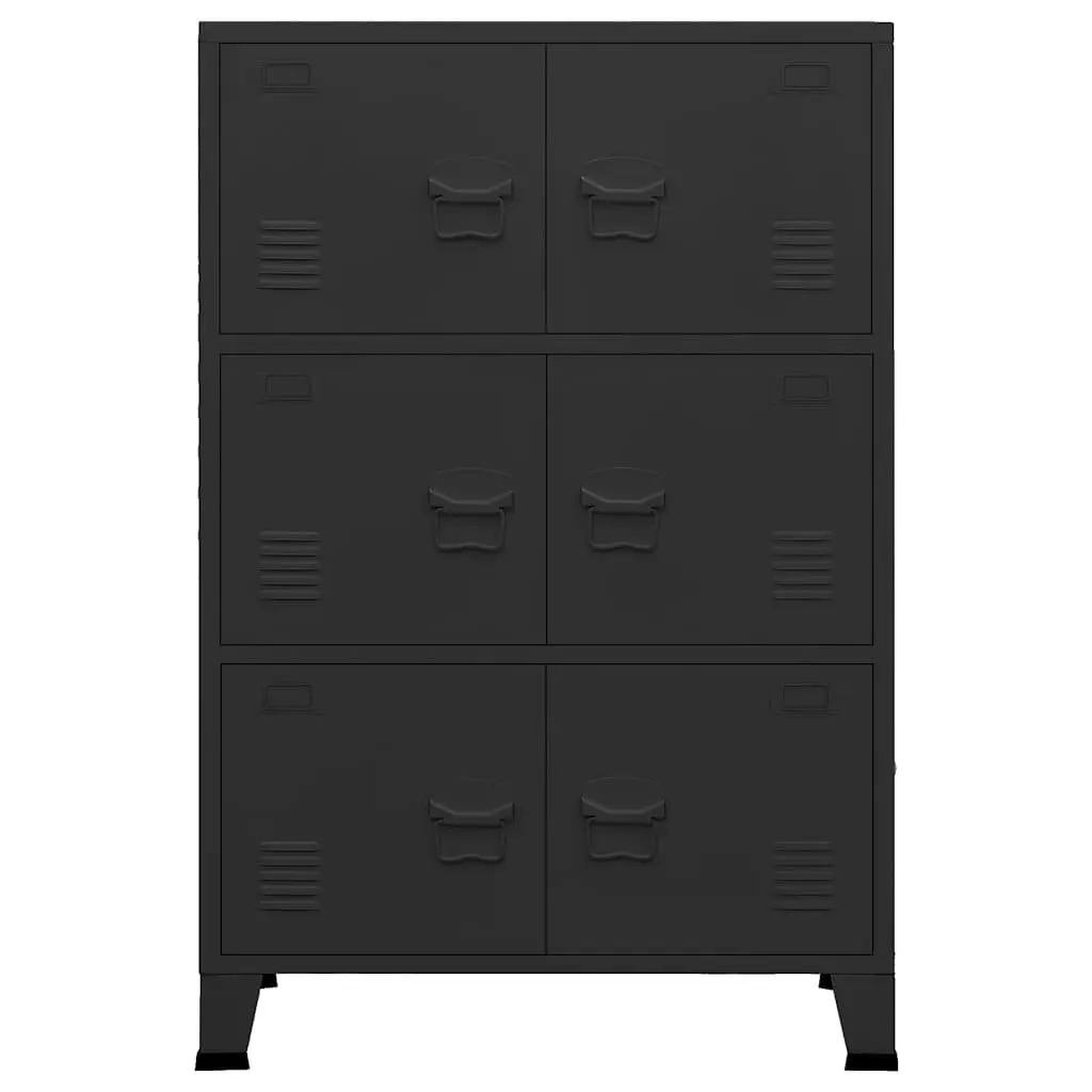 Industrial Storage Chest 6-Door Metal Cabinet Black Organiser