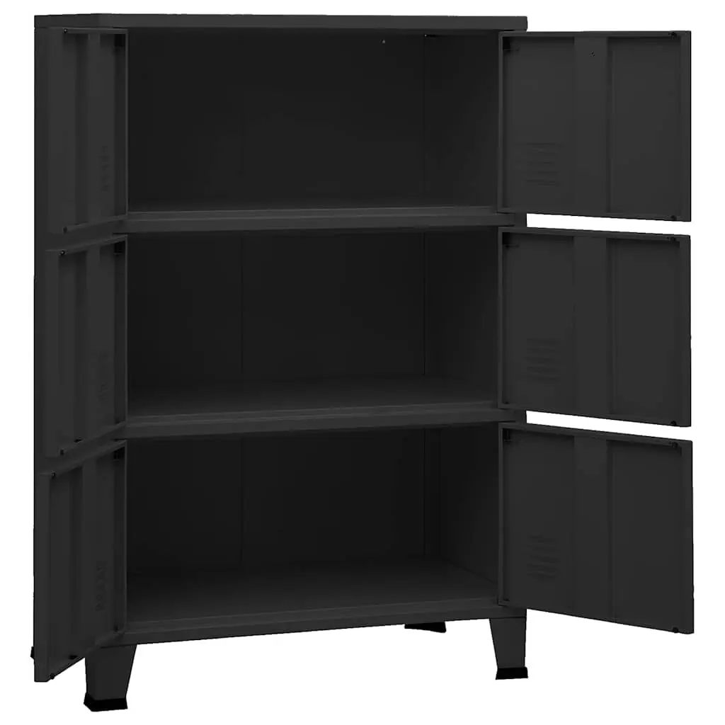 Industrial Storage Chest 6-Door Metal Cabinet Black Organiser