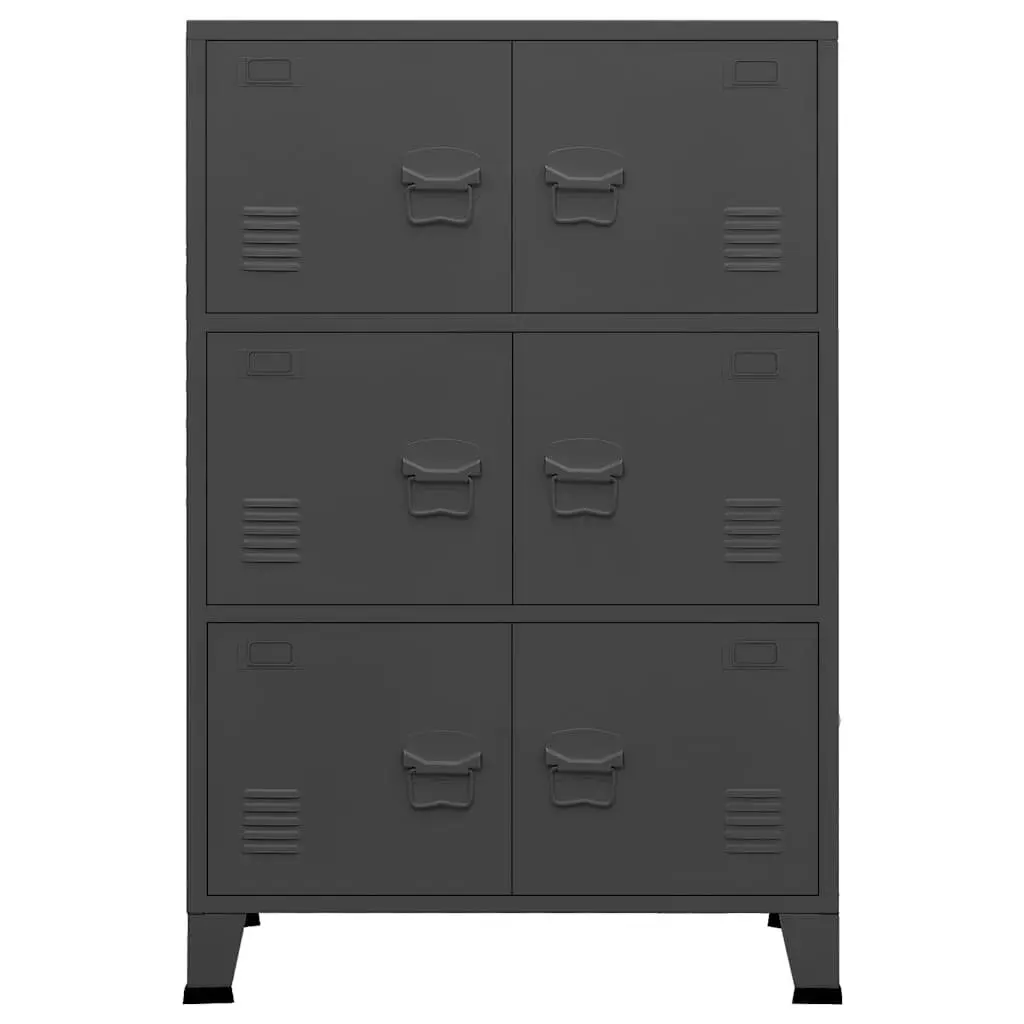 Industrial Storage Chest 6 Doors Metal Construction Anthracite Cabinet Organizer