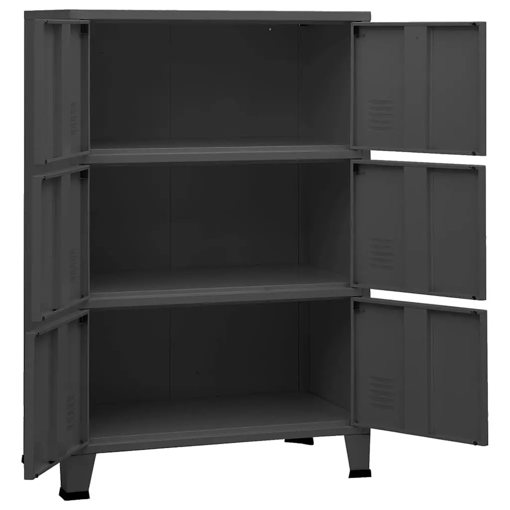 Industrial Storage Chest 6 Doors Metal Construction Anthracite Cabinet Organizer