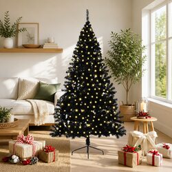 Enhance Your Space with a 210cm Black Pre-lit Christmas Tree