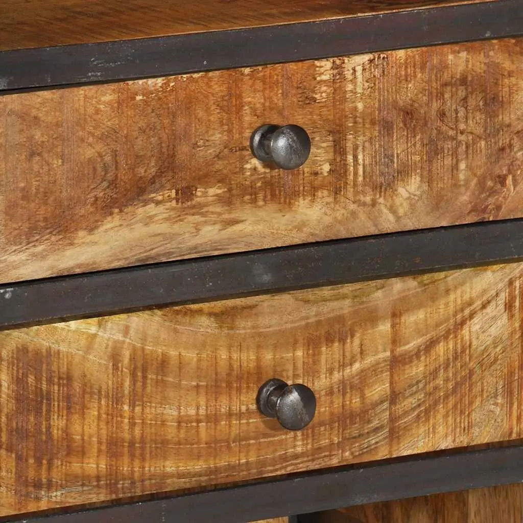 Solid Wood Highboard Storage Cabinet 2 Drawers 4 Shelves Industrial Style