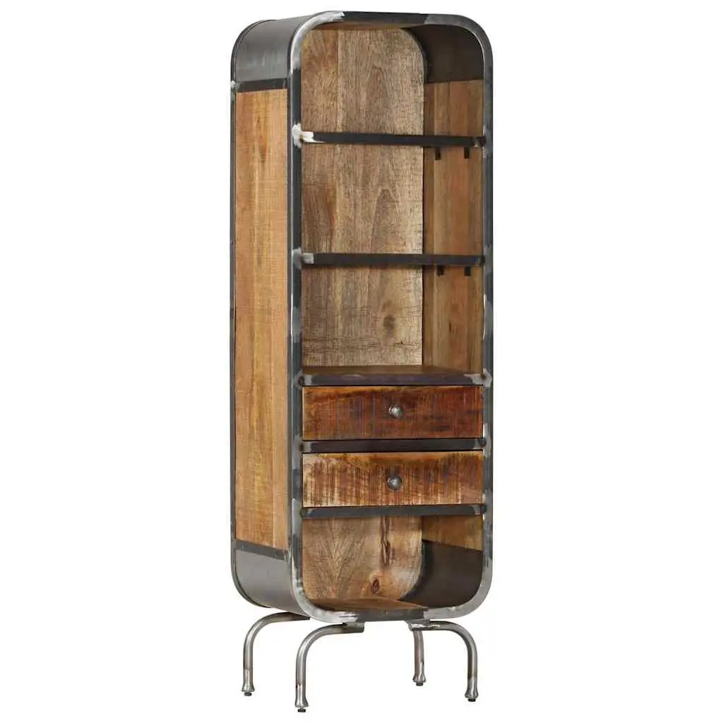 Solid Wood Highboard Storage Cabinet 2 Drawers 4 Shelves Industrial Style