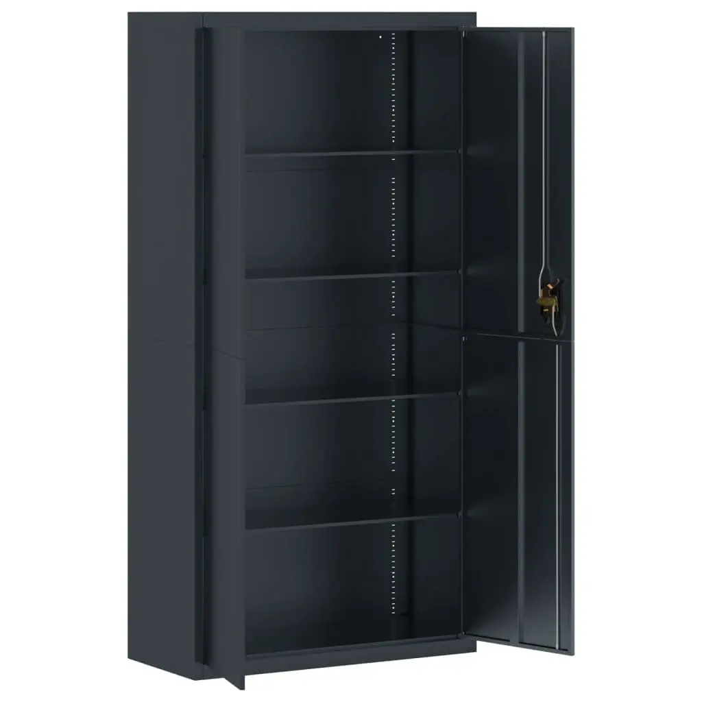 File Cabinet 90x40x180cm Steel Lockable Adjustable Shelves Anthracite
