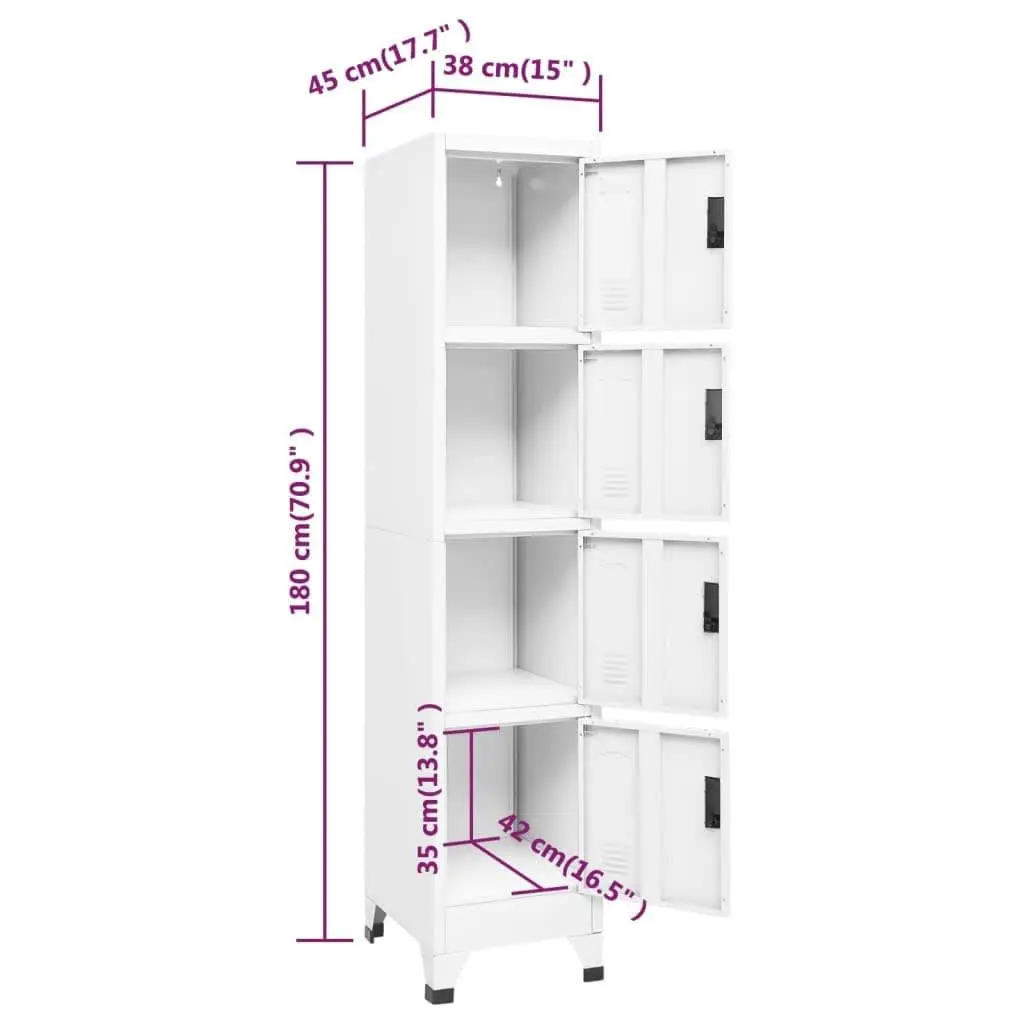 Steel Locker Cabinet White Lockable Doors for Office School