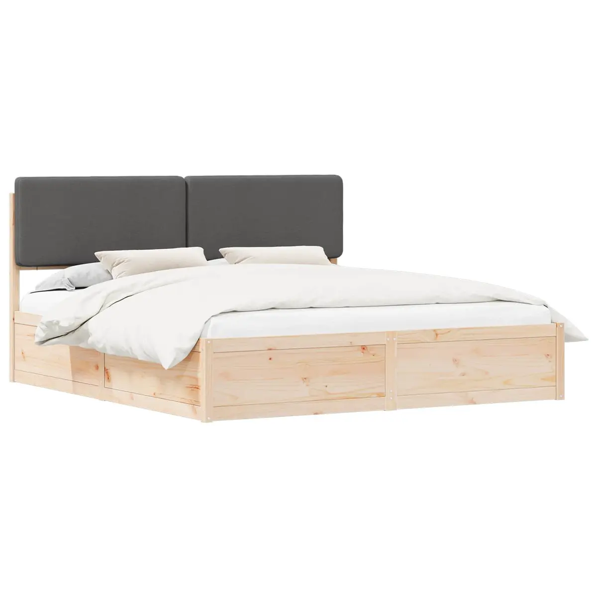 Bed Frame 180 x 200 cm Upholstered Headboard Dark Grey Modern