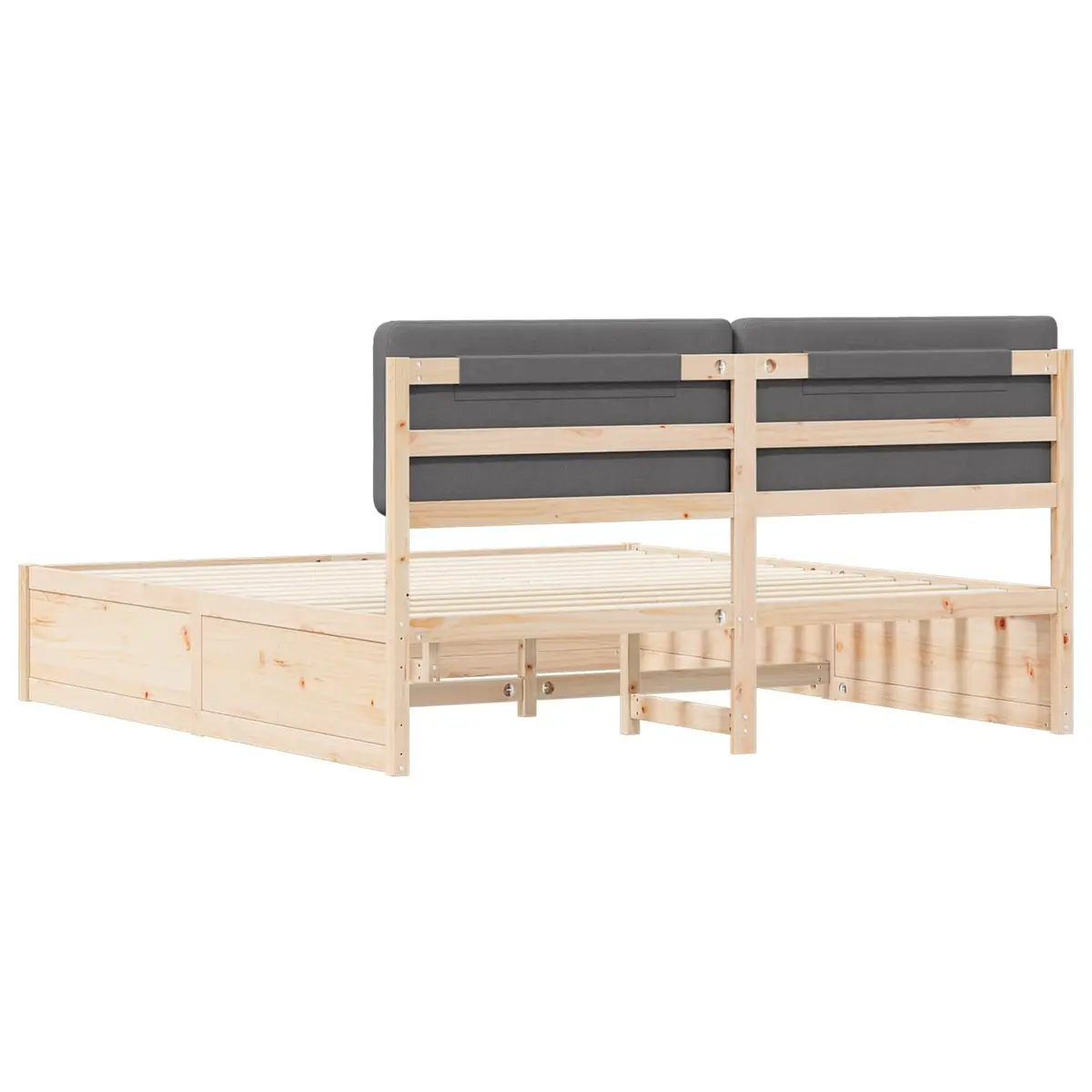 Bed Frame 180 x 200 cm Upholstered Headboard Dark Grey Modern