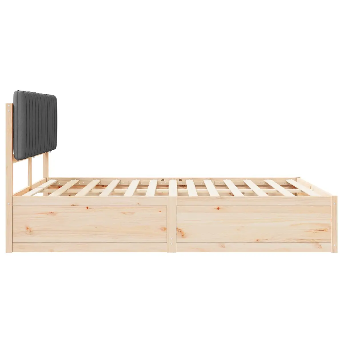 Wooden Bed Frame 150x200cm Upholstered Headboard Platform Slatted Base Grey