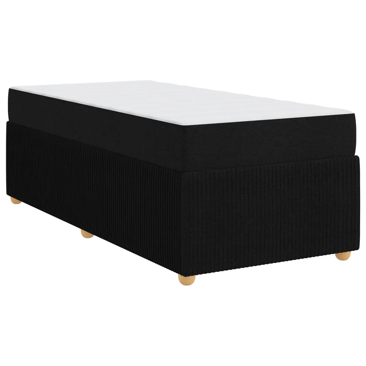 Bed Frame with Mattress Black 90 x 190 cm Fabric Modern Bedroom Furniture