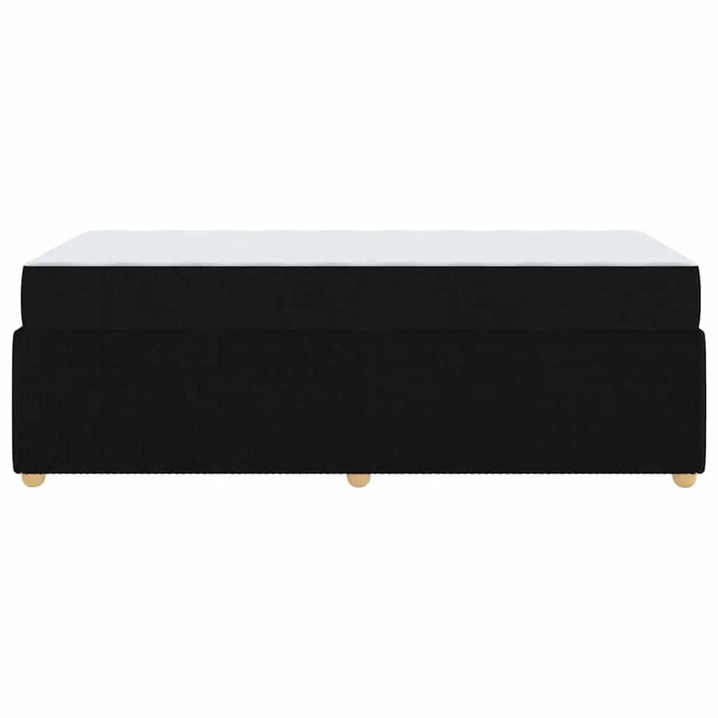 Bed Frame with Mattress Black 90 x 190 cm Fabric Modern Bedroom Furniture