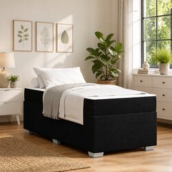 Elegant Black Bed Frame and Mattress Combo 90 x 190 cm