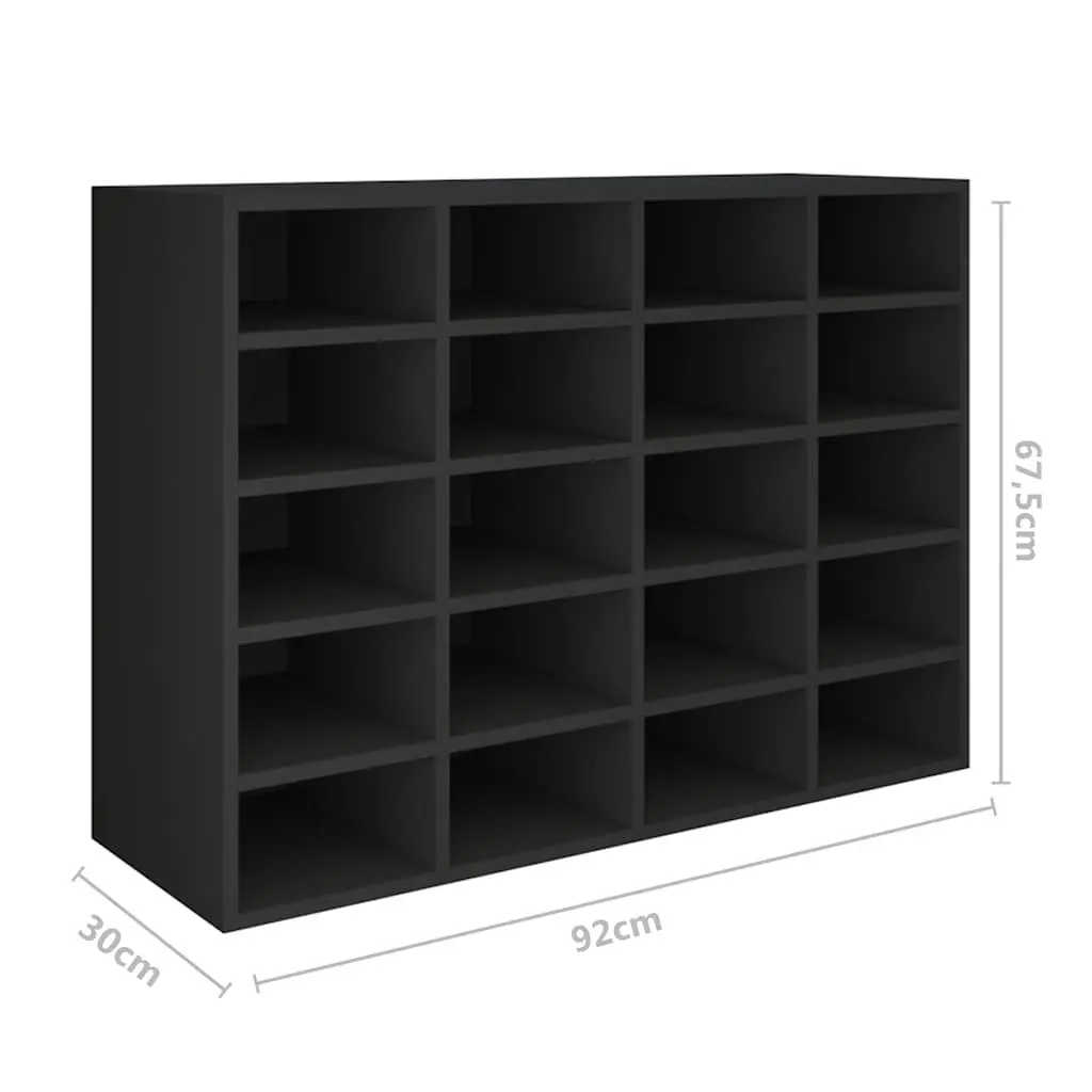 Shoe Rack Organiser 20 Compartments Black Wall Mount Storage Cabinet