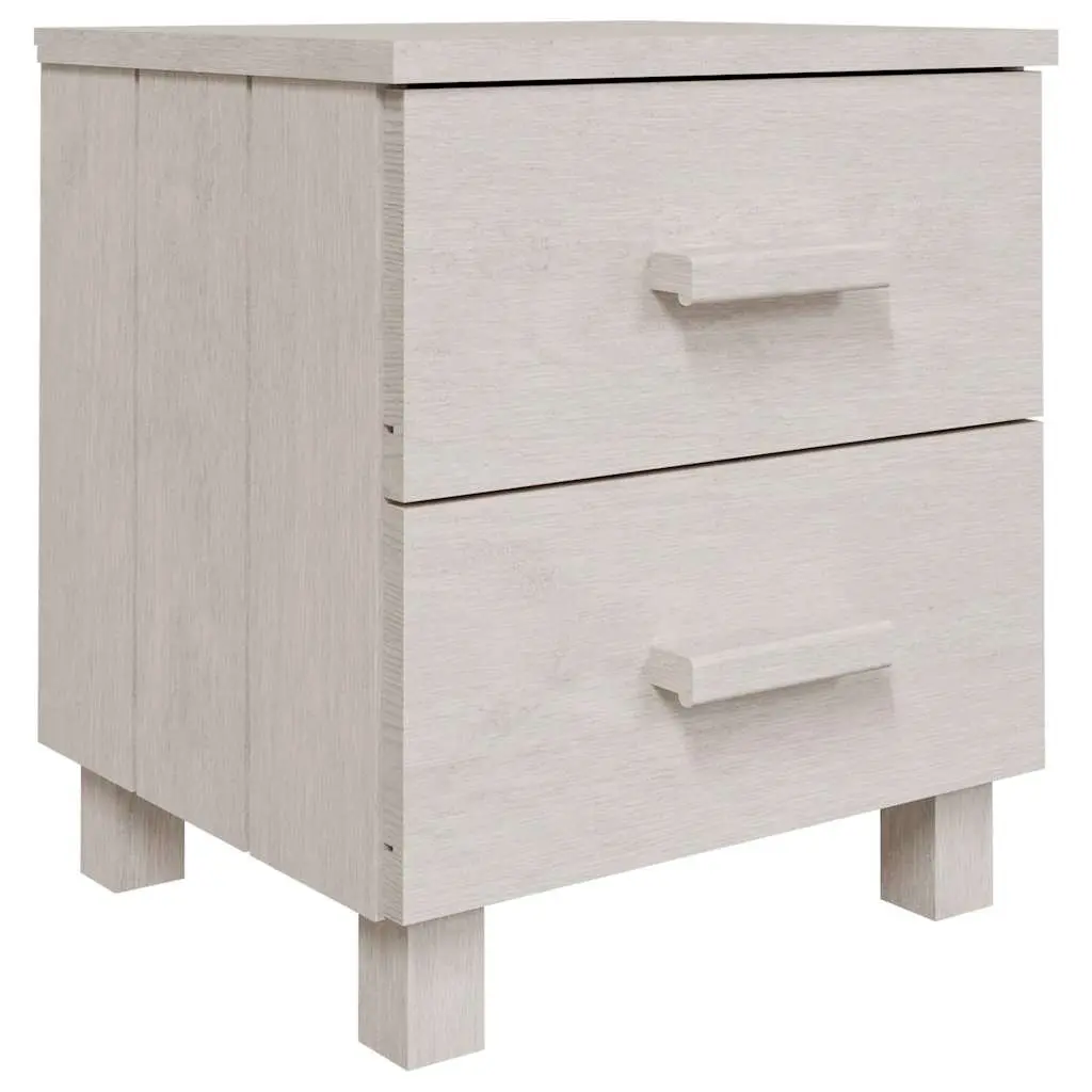 Wooden Bedside Cabinets Pair White 2 Drawers Storage Tables