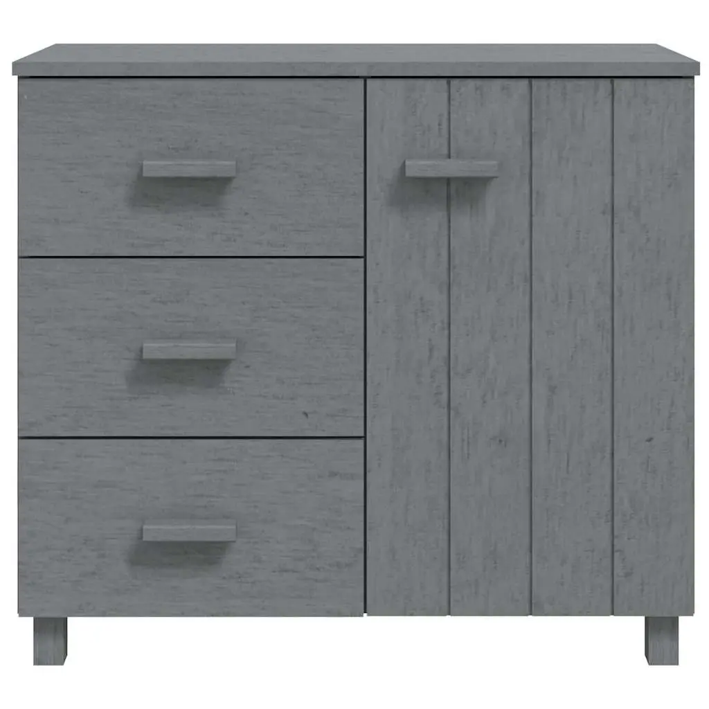 Solid Pinewood Sideboard Storage Cabinet Grey with Door and Sliding Drawers