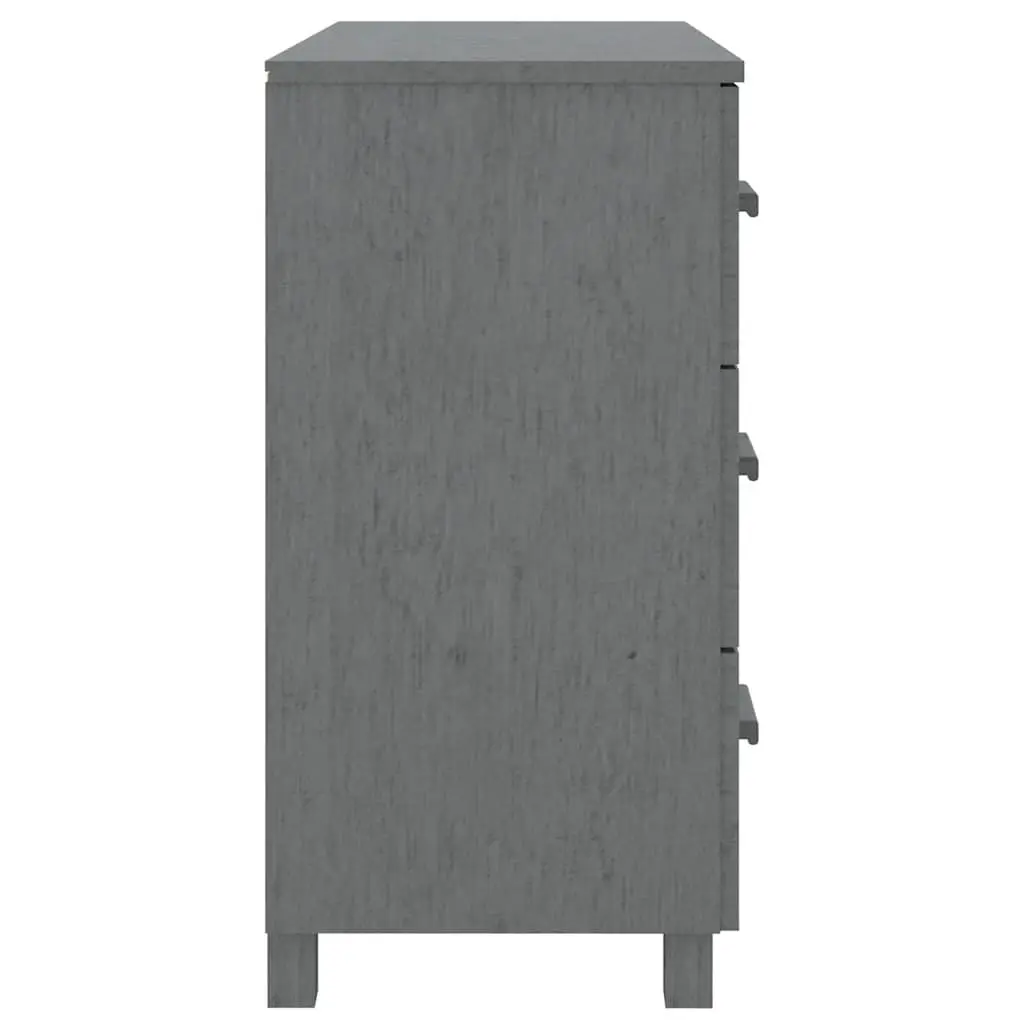 Solid Pinewood Sideboard Storage Cabinet Grey with Door and Sliding Drawers