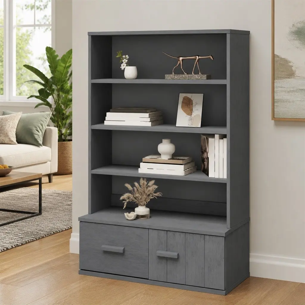 Sideboard Cabinet Topper 90x30x100cm Dark Grey Solid Pine Wood