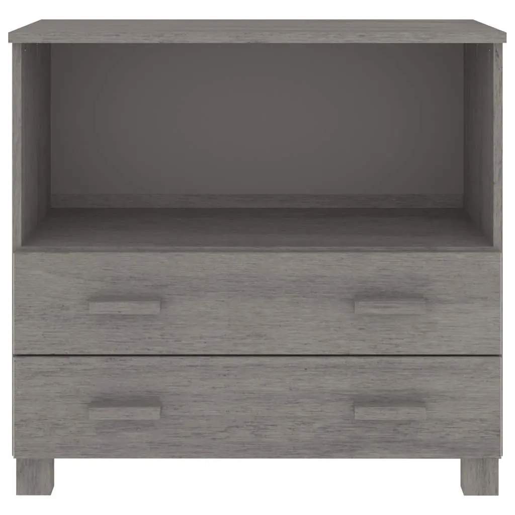 Wooden Sideboard Storage Cabinet 85x35x80cm Solid Pinewood 1 Compartment 2 Drawers Light Grey