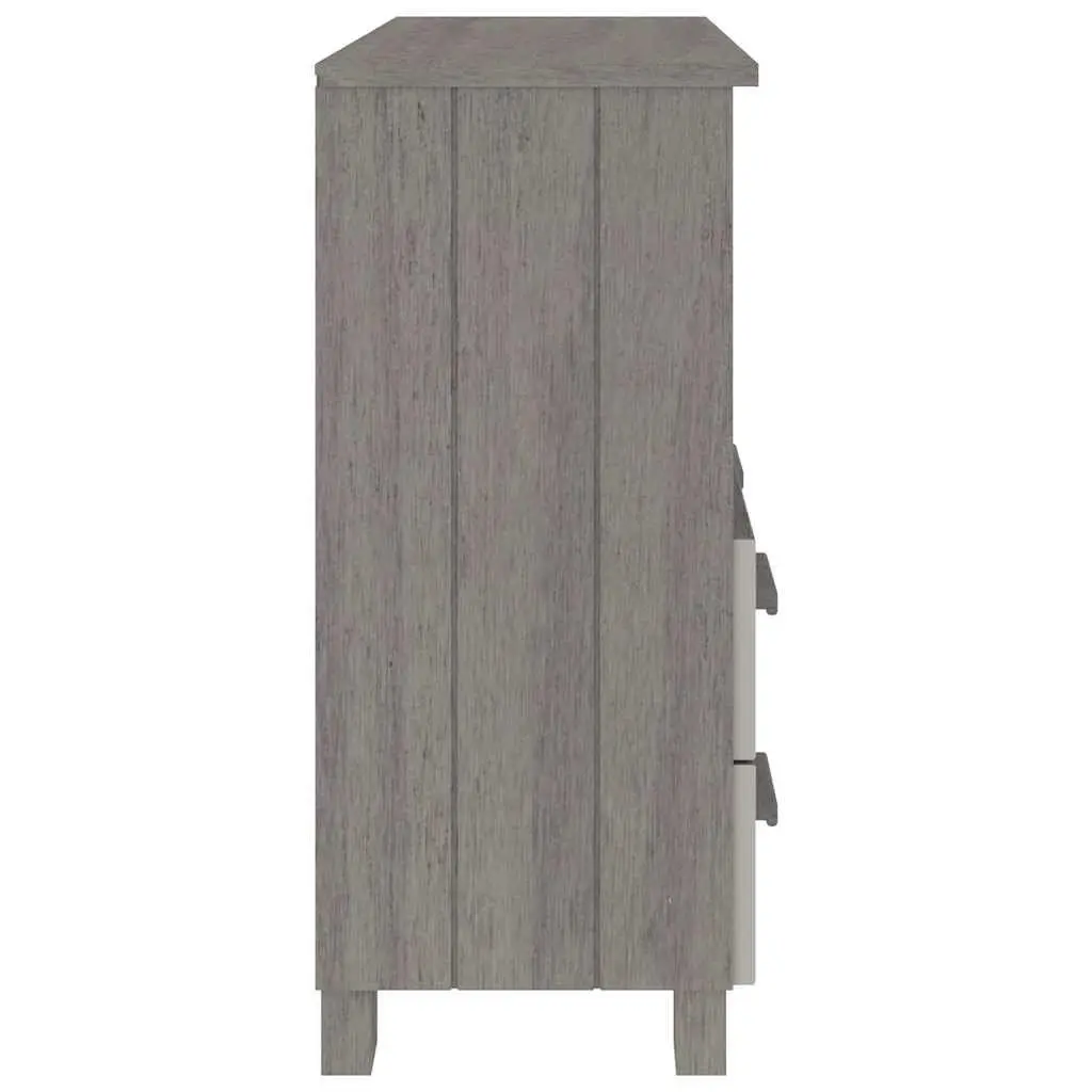 Wooden Sideboard Storage Cabinet 85x35x80cm Solid Pinewood 1 Compartment 2 Drawers Light Grey