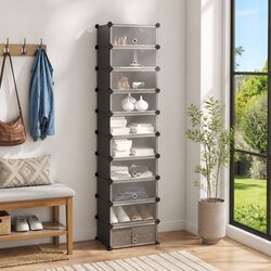 Shoe Rack Storage Organiser Black 44x32x174 cm Stackable Cabinet Unit