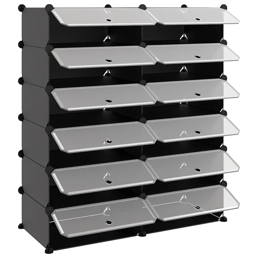 Shoe Rack 94.5x36.5x106cm Black Waterproof Storage Organiser with Steel Frame