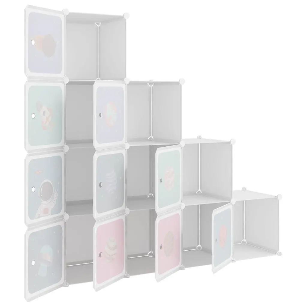 Kids Cube Storage Cabinet 10 Cubes White Organiser for Children's Wardrobe and Playroom