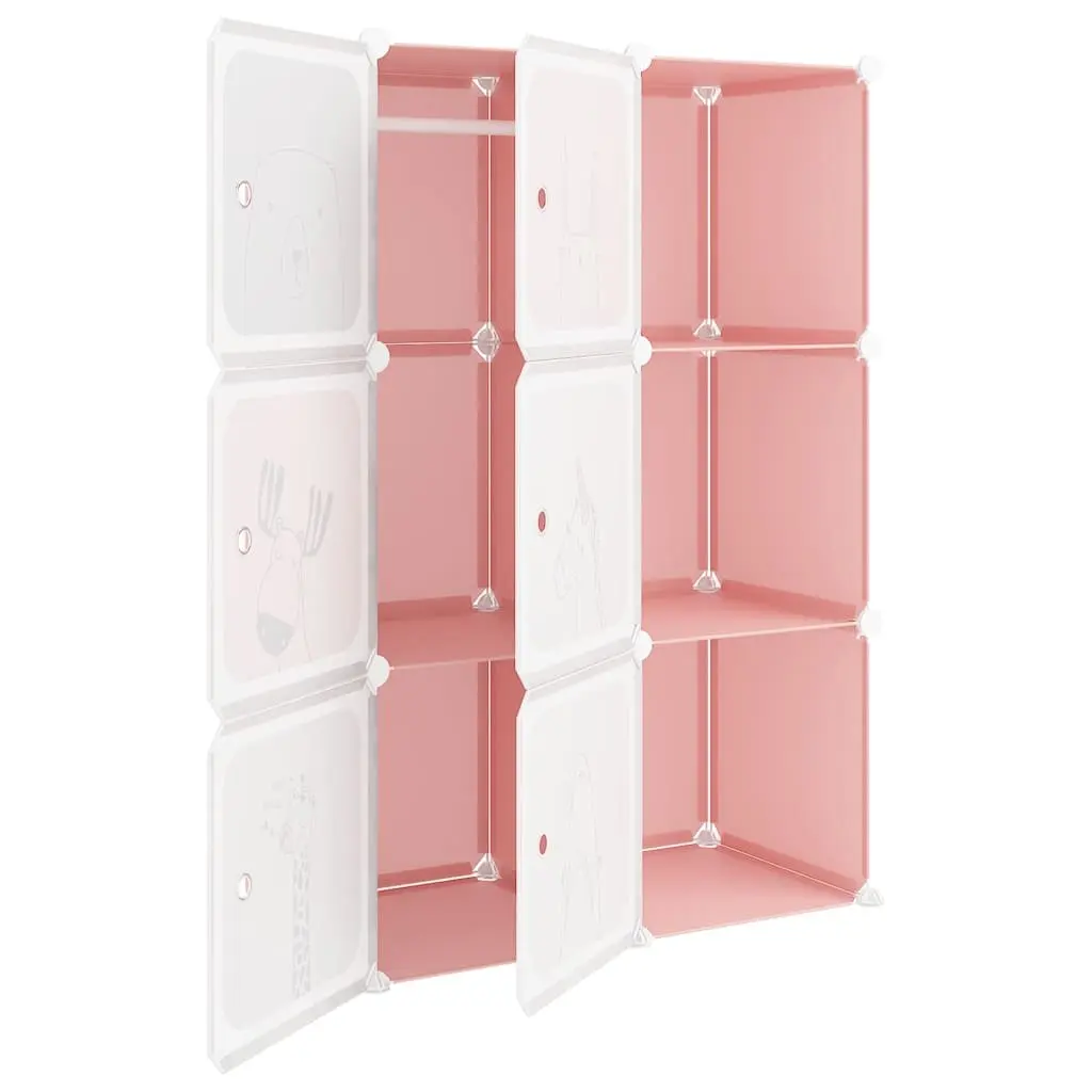 Cube Storage Cabinet 6 Cubes Pink Organiser Durable Steel Frame Easy Assembly