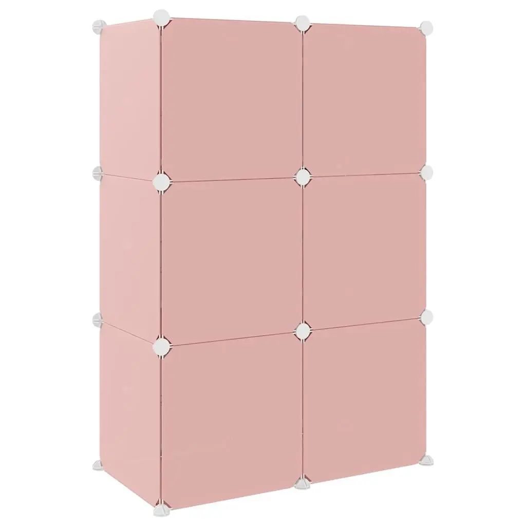 Cube Storage Cabinet 6 Cubes Pink Organiser Durable Steel Frame Easy Assembly