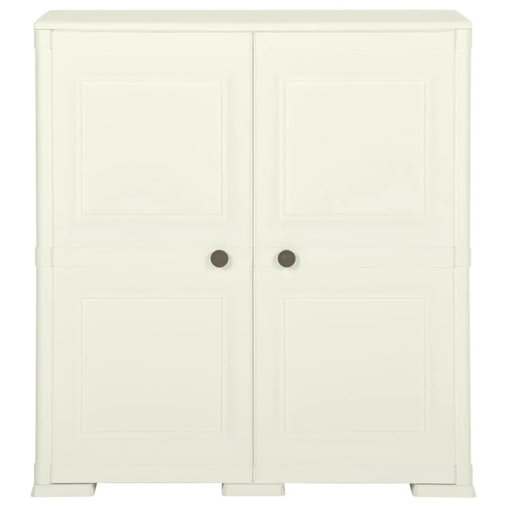 Plastic Storage Cabinet 79x43x85.5 cm Compact Home Organiser Cream Wood Design