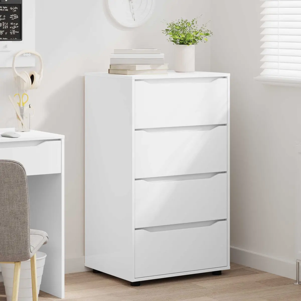 Storage Cabinet White 60 x 48 x 105 cm Engineered Wood Multiple Drawers Ball-bearing Slides