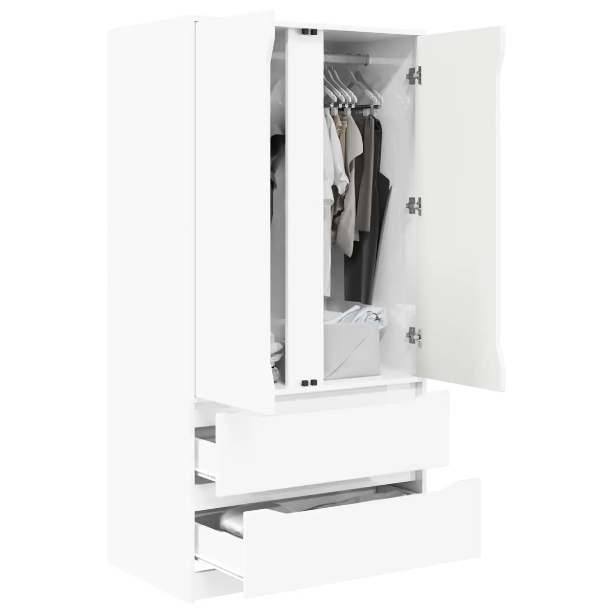 Wardrobe High Gloss White 79.5 x 49 x 156 cm Modern Bedroom Storage Cupboard Cabinet