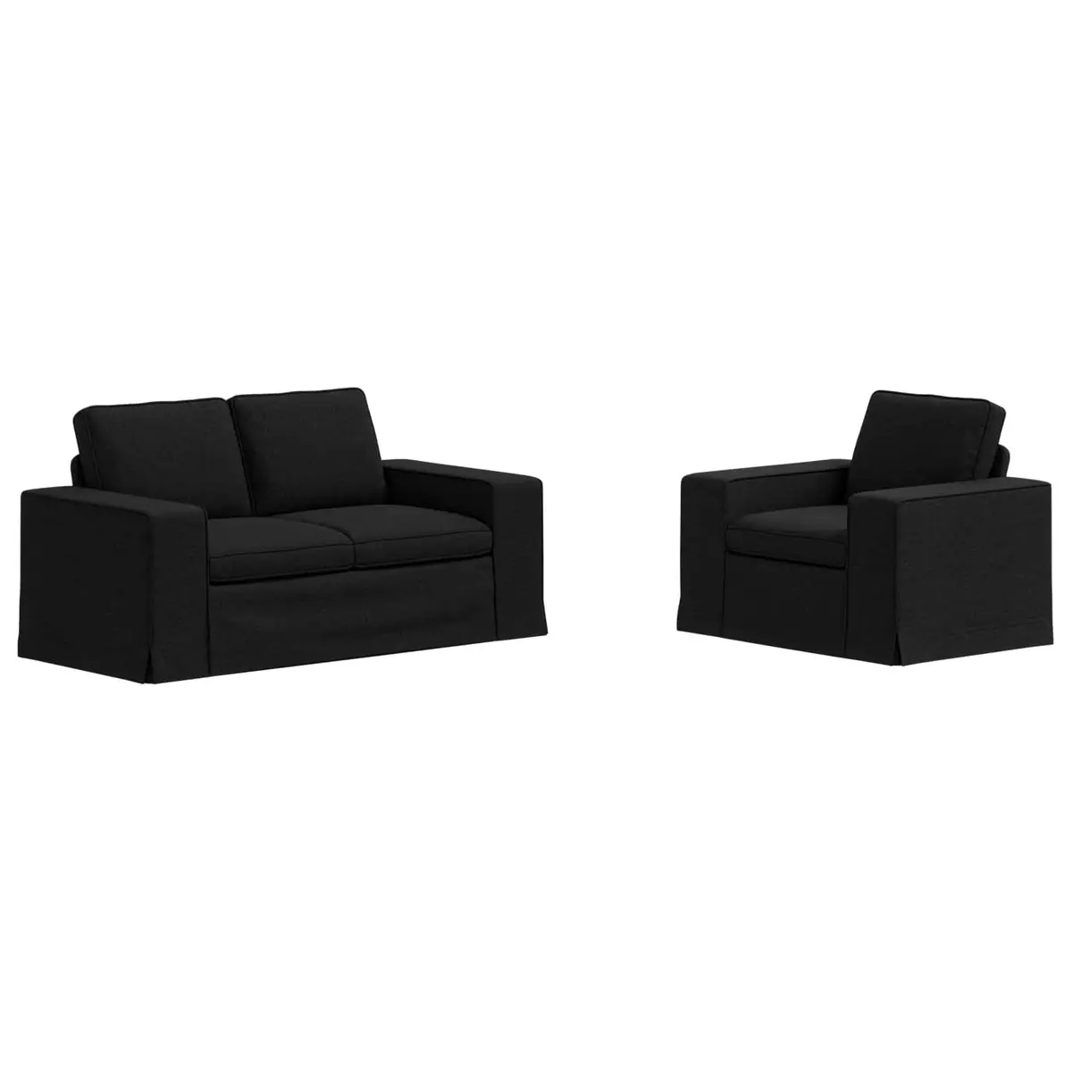 2 Piece Modular Fabric Sofa Set Black Ergonomic Cushions Flexible Living Room Sectional Couch
