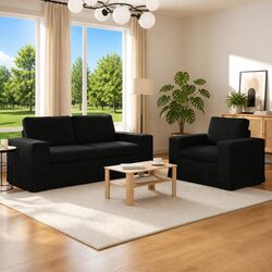 Enhance Your Living Space with This Black Sofa Set