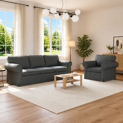 Enhance Your Space with a Modern 2 pcs Grey Sofa Set