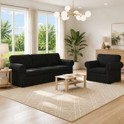 Elevate Your Space with a Modular Black Fabric Sofa Set