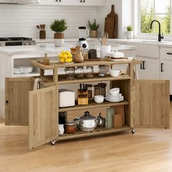 Bar Cart 120x50x90 cm Solid Teak Wood Kitchen Dining Trolley Storage Shelves