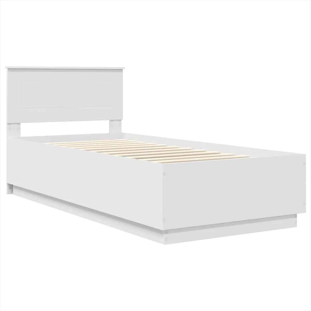 Bed Frame 90 x 190 cm Wall-Mounted Headboard White Modern Minimalist
