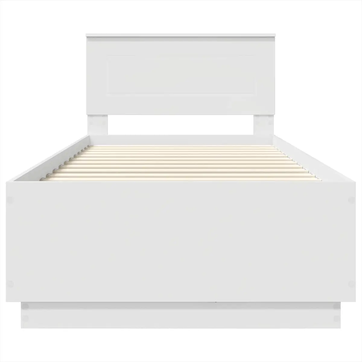 Bed Frame 90 x 190 cm Wall-Mounted Headboard White Modern Minimalist