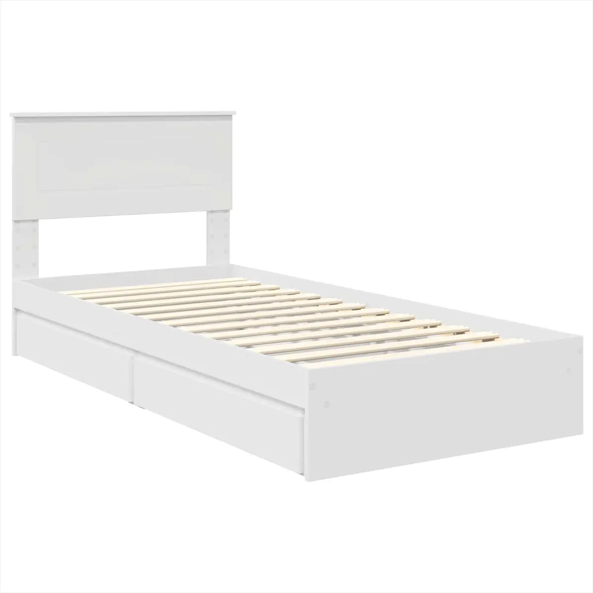 Storage Bed Frame with Drawer White 90 x 190 cm Bedroom Bed Base