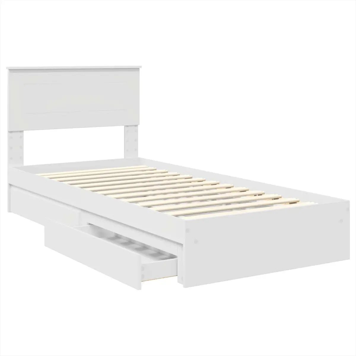 Storage Bed Frame with Drawer White 90 x 190 cm Bedroom Bed Base