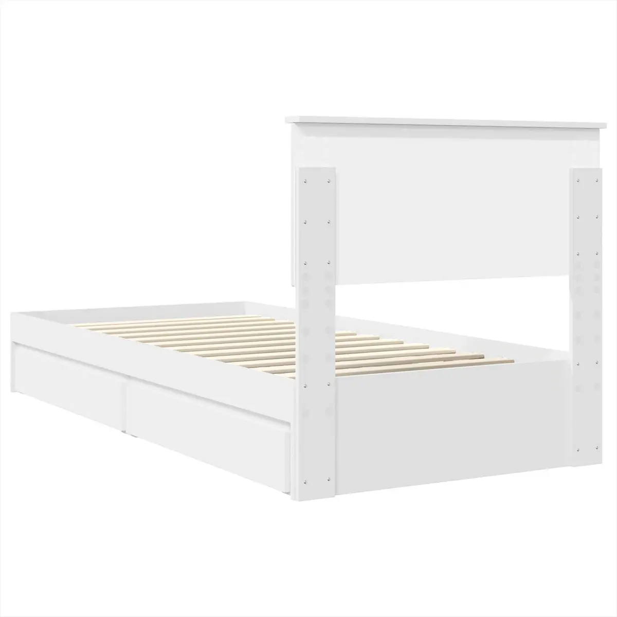 Storage Bed Frame with Drawer White 90 x 190 cm Bedroom Bed Base