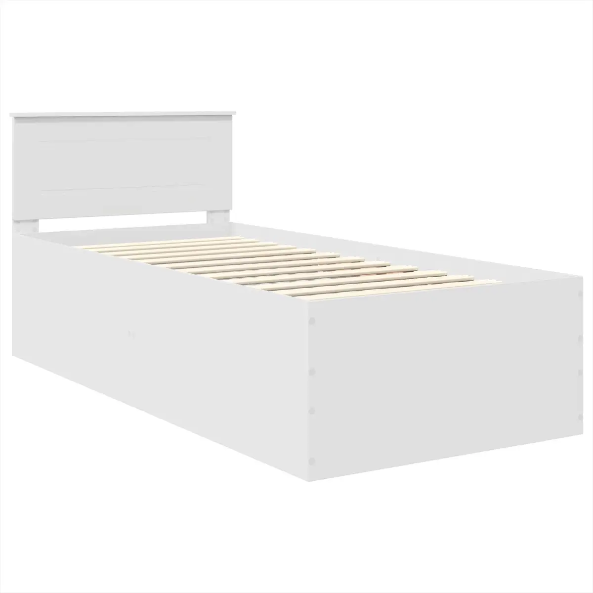 Bed Frame 90 x 190 cm White Modern with Integrated Headboard Engineered Wood