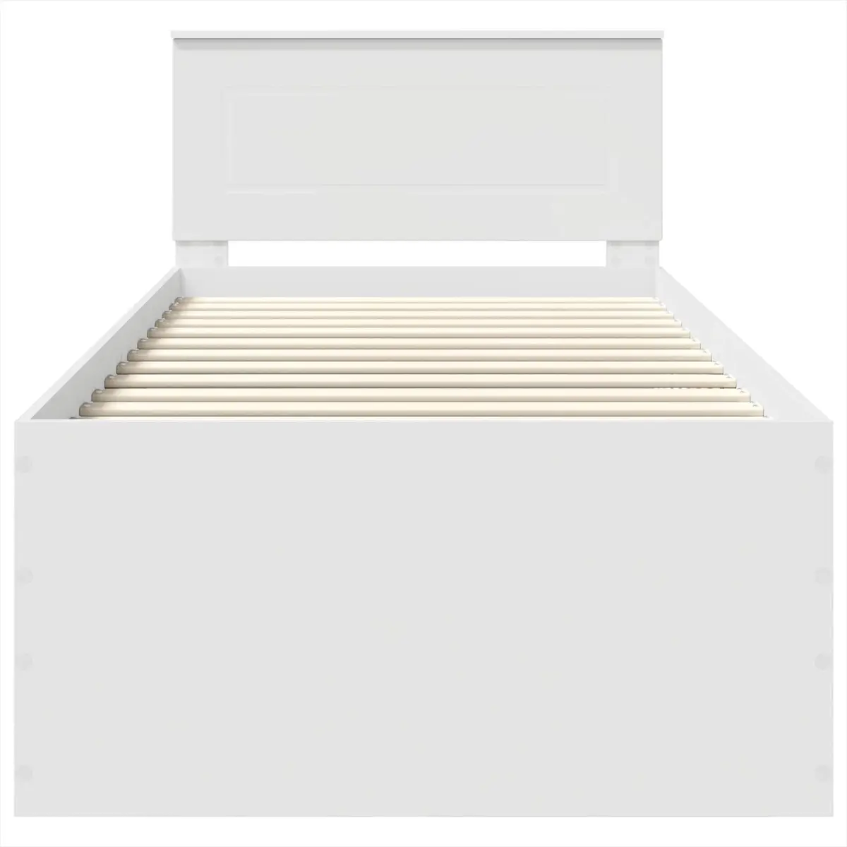 Bed Frame 90 x 190 cm White Modern with Integrated Headboard Engineered Wood
