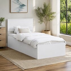 Stylish White Bed Frame with Headboard for Your Bedroom